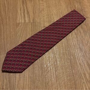 Brooks Brothers Makers Men’s Silk Tie Burgundy/Gold Geometric Design Made In USA